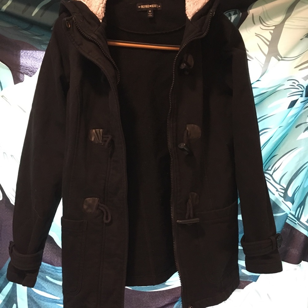 -Traded-Inspired Hearts black womens coat